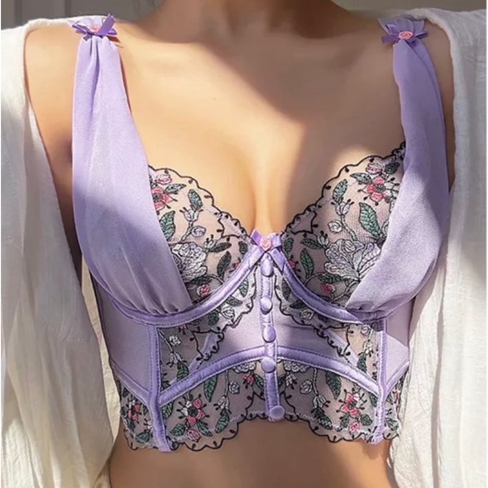 For love&lemon FLL Victoria’s Secret Lorelei lilac embroidery bustier corset top